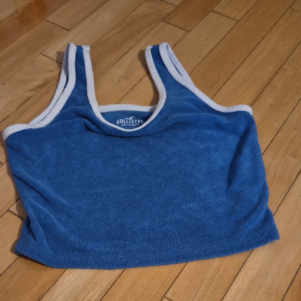 Hollister Blue Terry Tank with White Trim